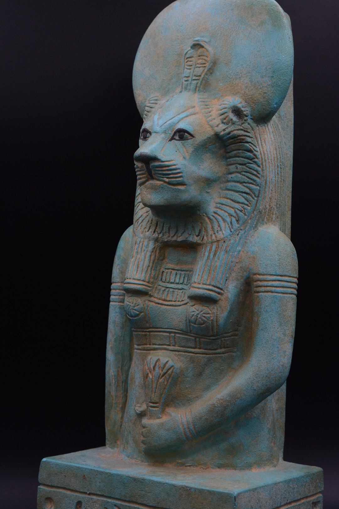 Statue of Sekhmet Warrior Goddess of War Bust Statue Green Sculpture ...