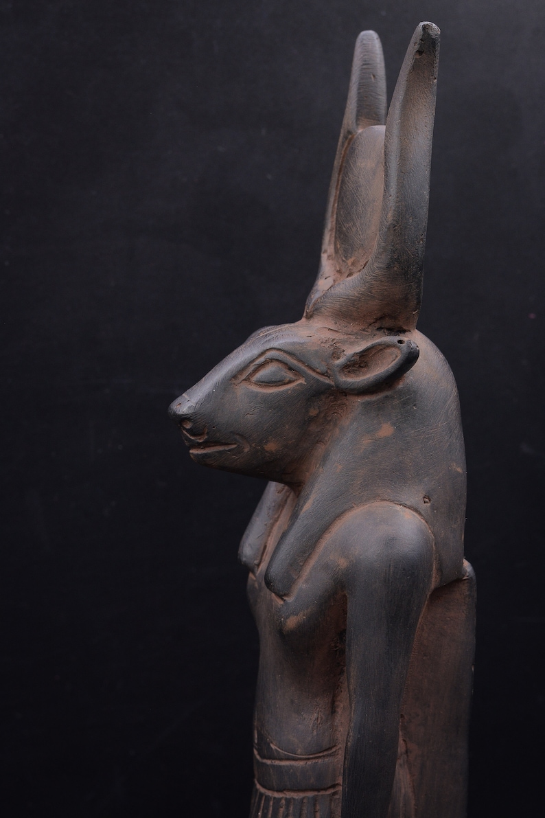 Unique statue of Egyptian art goddess Hathor dark stone large 12/'/' made in Egypt