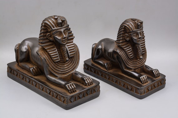Egyptian Sphinx Statue 2 Size Heavy Black Solid Stone 2 Size Made