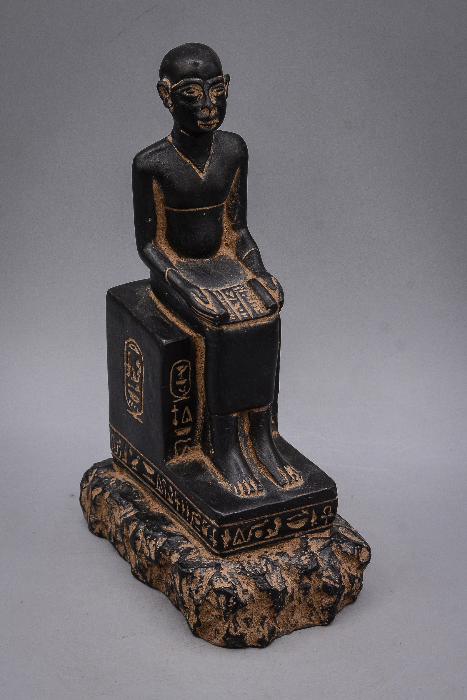 Statue of Egyptian Art Seated Statue of Imhotep Holding an Open Papyrus ...