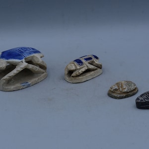 Vintage Egyptian antique art set of 4 Scarab Amulet sculpture stone made in Egypt