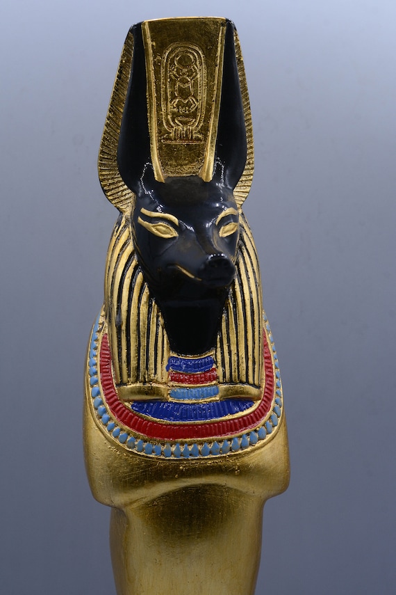 アヌビス神の像 金色のジャッカルの頭を持つ死の神 ユニークな大きな