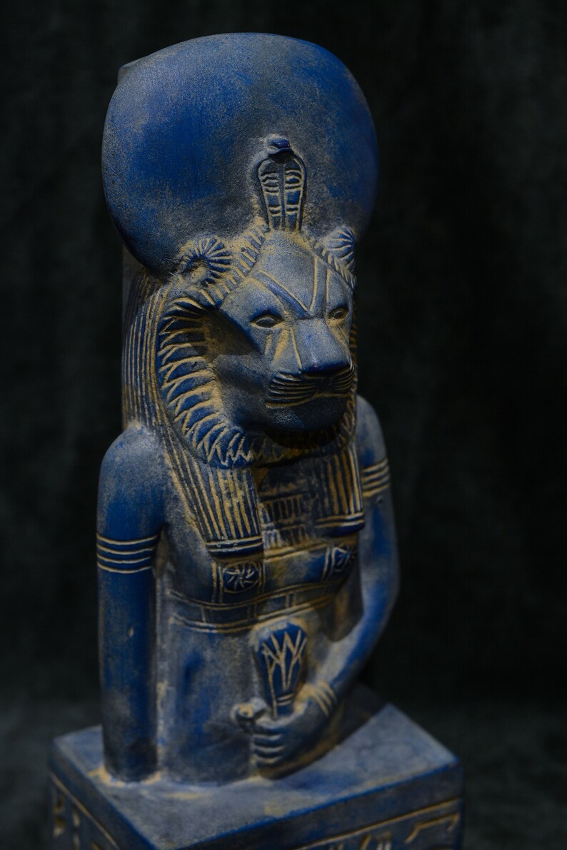 Statue of Sekhmet Warrior Goddess of War Bust Statue Blue Stone Unique ...