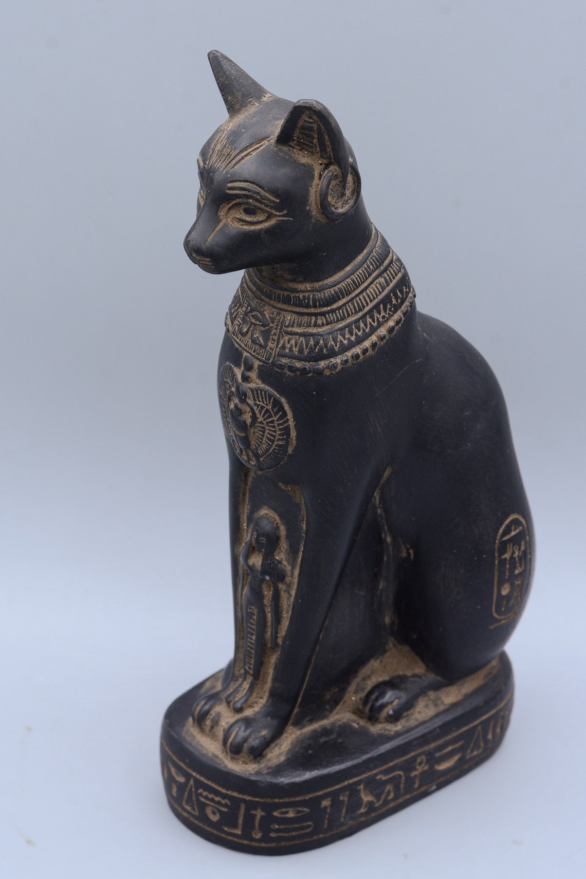 Unique Egyptian goddess Bastet cat statue black heavy stone Etsy