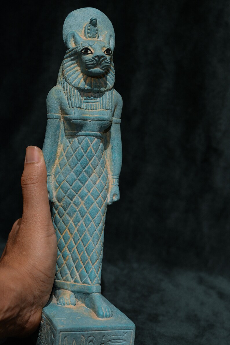 Statue Sekhmet Goddess of War Unique Green Turquoise Sculpture Stone ...