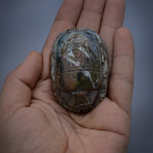vintage sacred scarab beetle Amulet Sculpture unique carved solid stone ancient Egyptian art made in Egypt