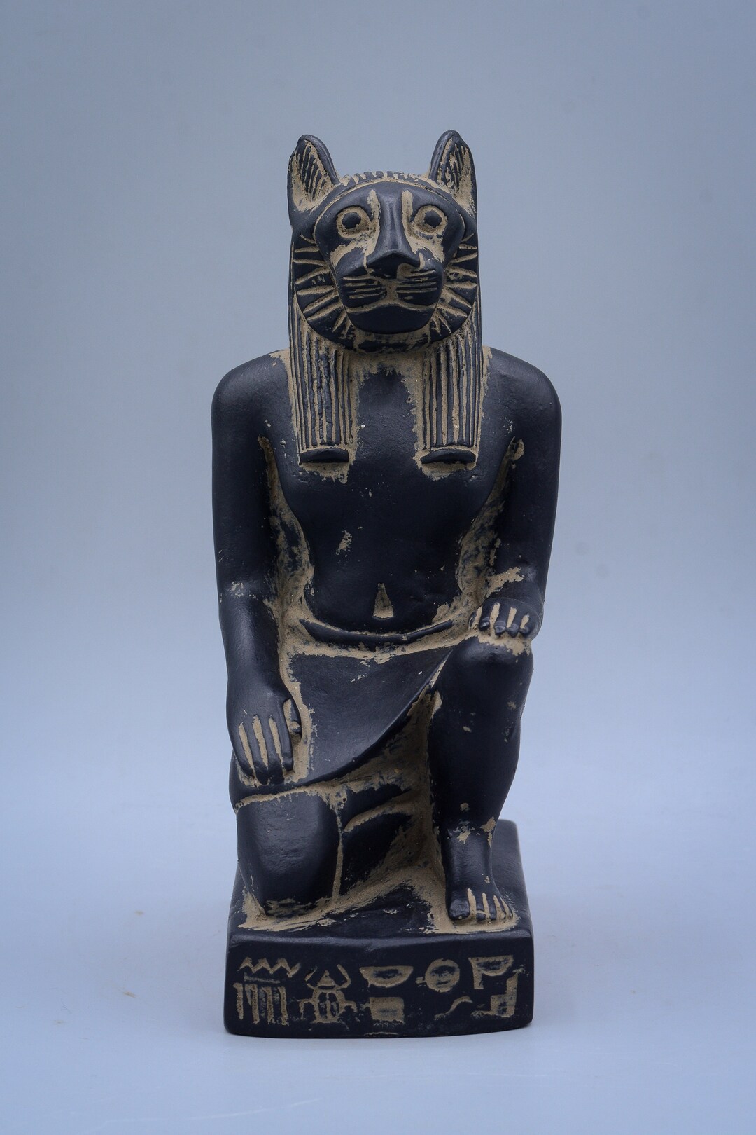 Unique Egyptian Art Statue of Goddess Sekhmet Seated Black Heavy Stone ...