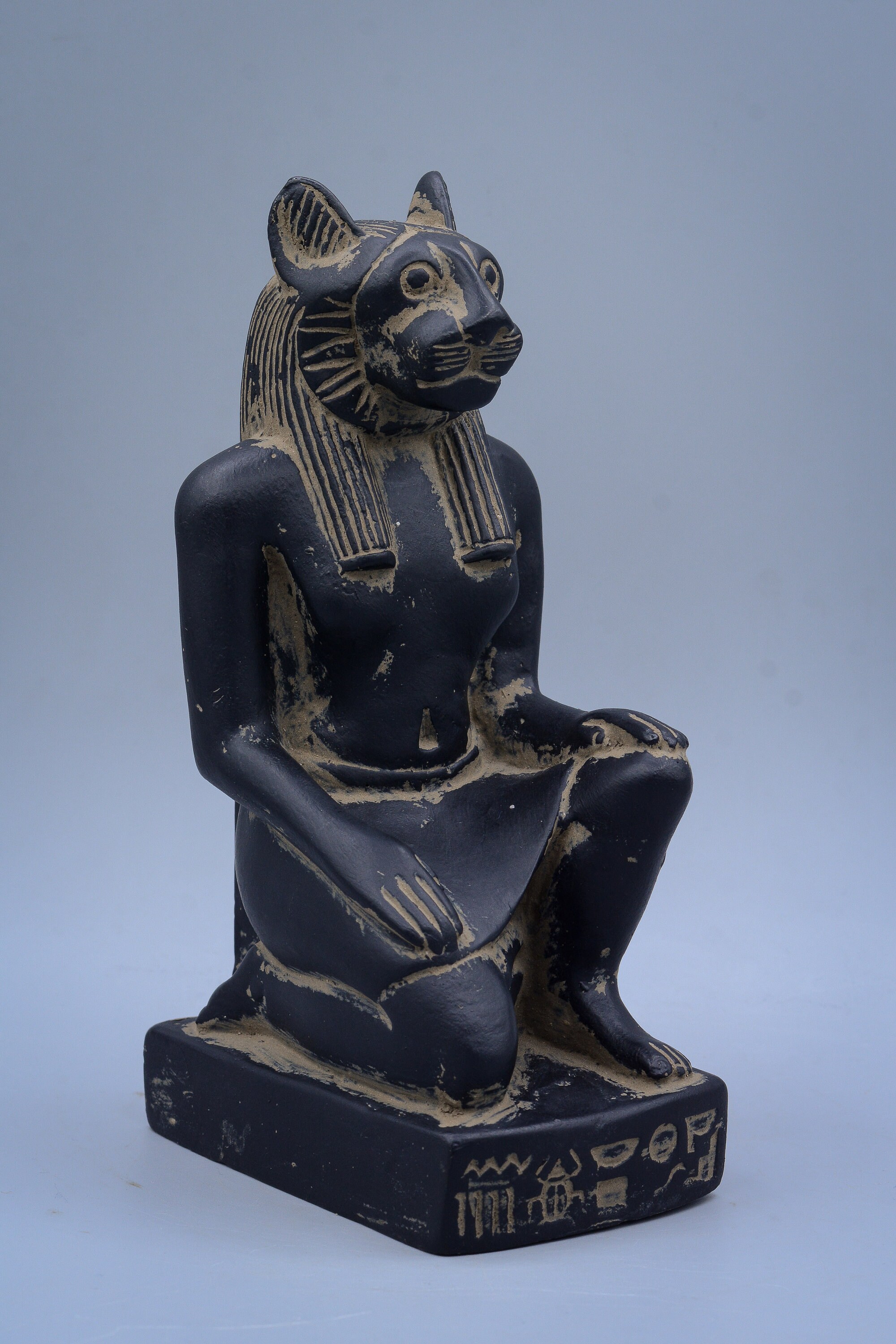 Unique Egyptian Art Statue of Goddess Sekhmet Seated Black Heavy Stone ...