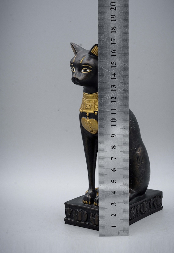 Statua Dea Bastet Egizia In Resina | Gatto Nero Antico Egitto | Decorazione Scrivania 6.2x3x2.2 Cm - Foto 11