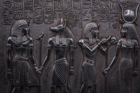 Ancient Egyptian Art WALL Relief Tutankhamun With Anubis, Ramses