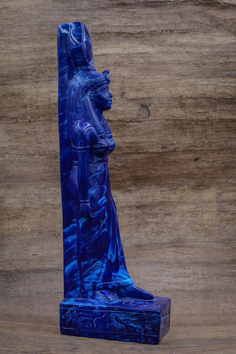 Isis Statue Blue Goddess of Healing and Magic Altar Statue Blue Stone ...