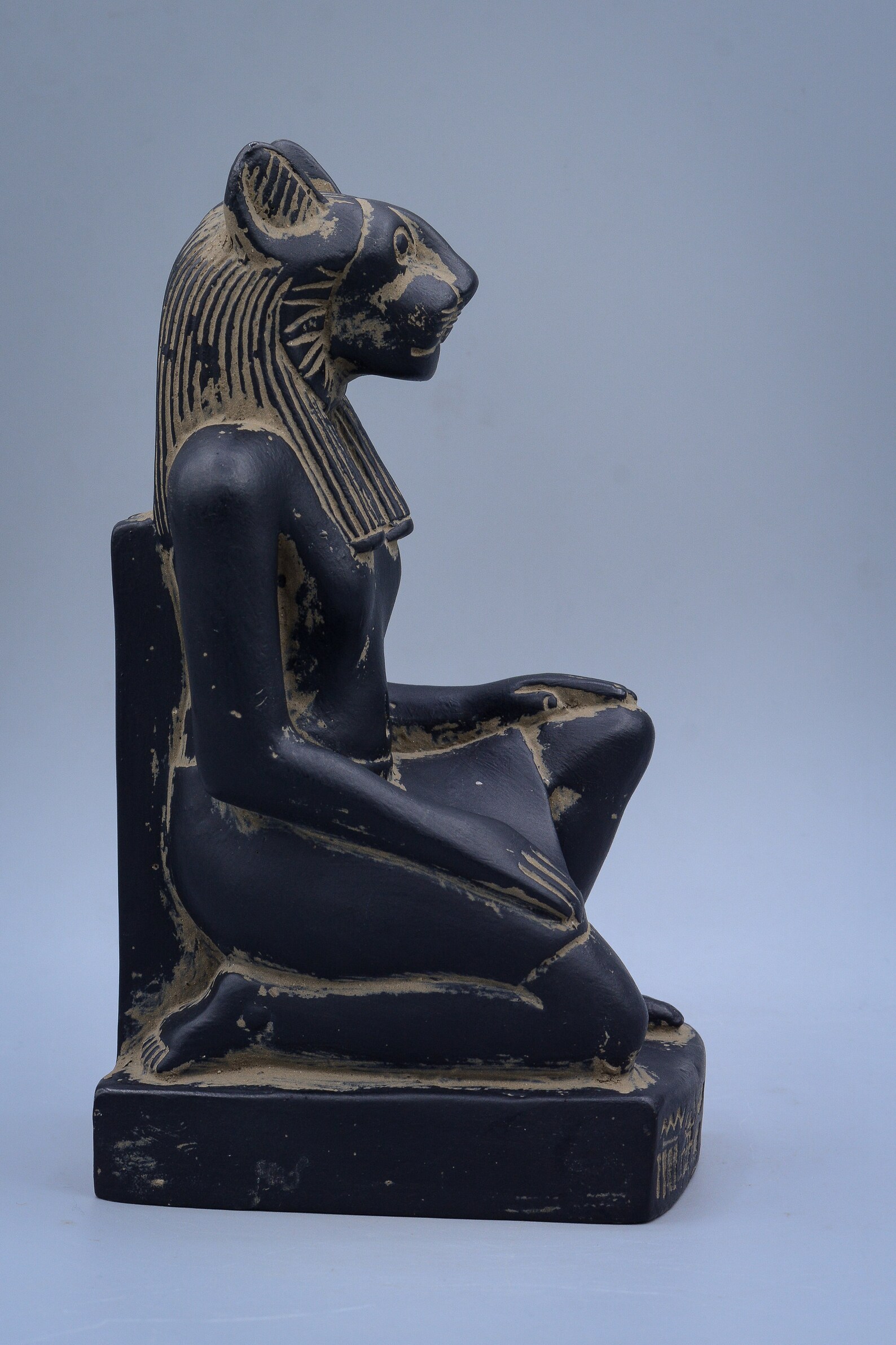 Unique Egyptian Art Statue of Goddess Sekhmet Seated Black Heavy Stone ...