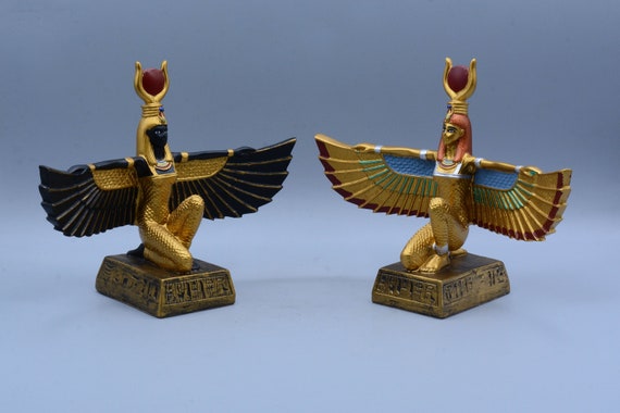 Flying Wings Egyptian Goddess Isis Statue hand painted 2 style made in egypt