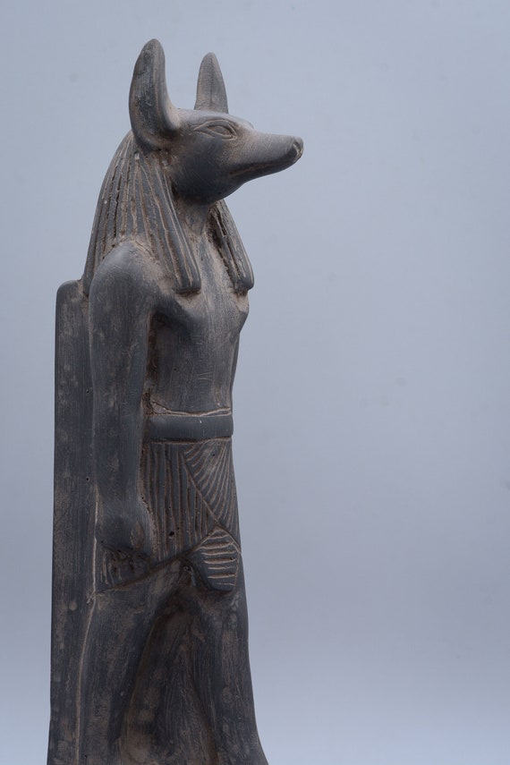 Statue of Ancient Egyptian God Anubis Dark Stone 2 Size Made - Etsy