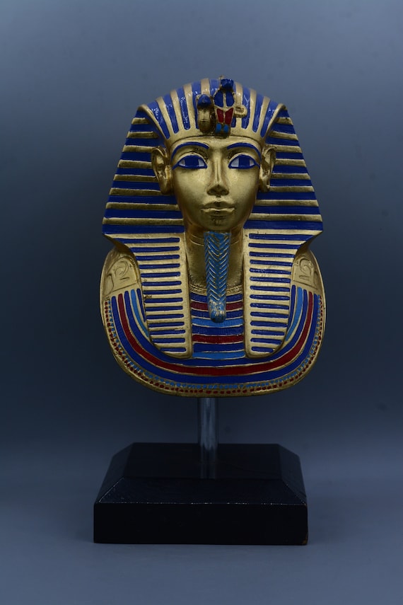 古代エジプトのツタンカーメン王の像、大きな胸像、ヴィンテージ、金と