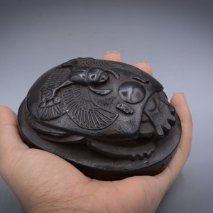 sacred winged scarab beetle heavy black unique EGYPTIAN art made in Egypt