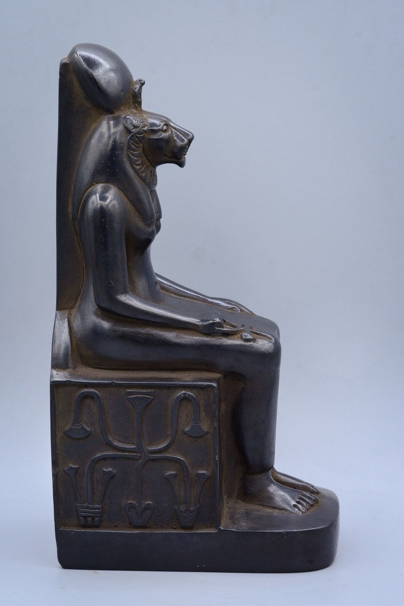 Statue of Egyptian Goddess Sekhmet Seated Heavy Black Solid | Etsy