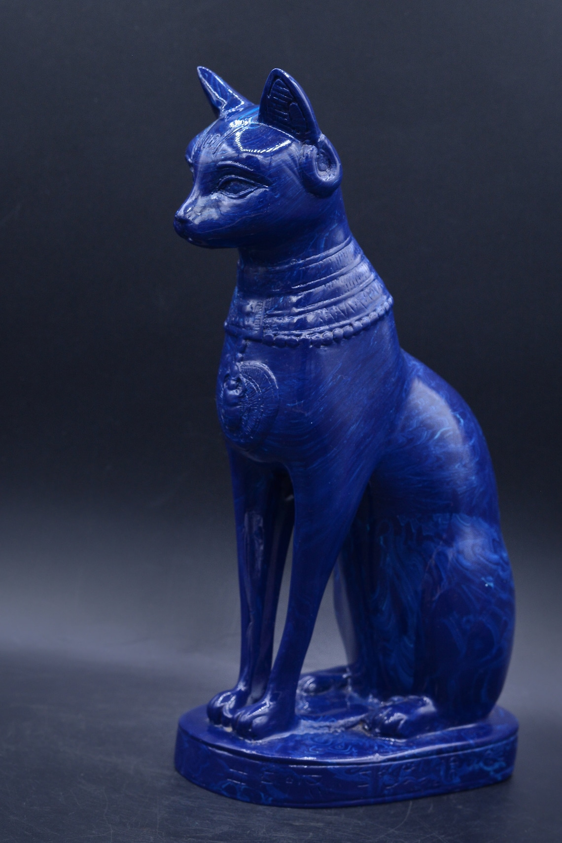 Egyptian art goddess Bastet cat blue statue made in egypt Etsy