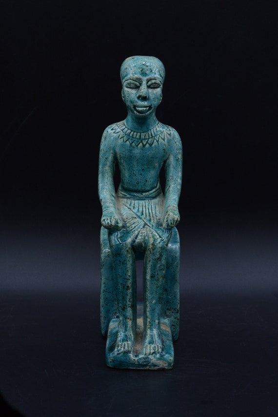 Statue of Egyptian Art Seated Statue of Imhotep Unique Stone | Etsy