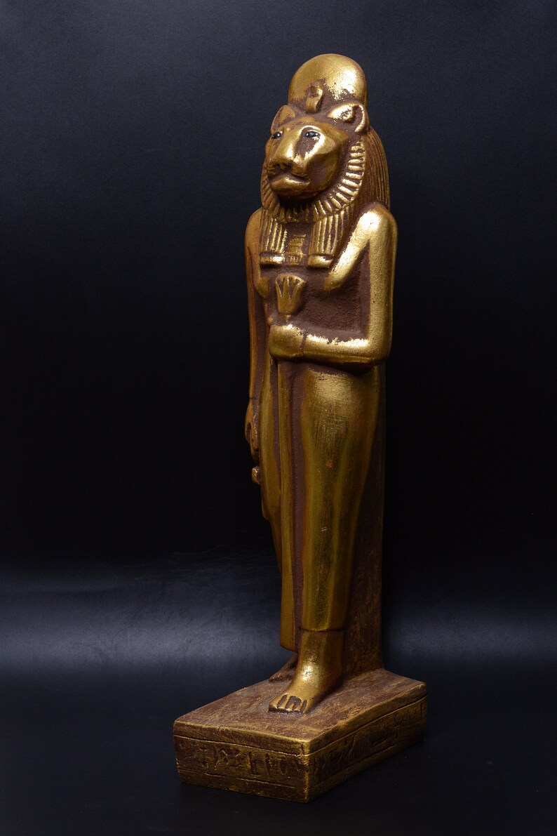 Unique Statue of Egyptian Art Goddess Sekhmet Standing Golden - Etsy