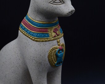 バステト猫のネックレス像彫刻女神エジプト手作り塗装エジプトで作られ