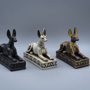 statue of Egyptian Anubis dog jackal Figurine 3 color / Black / White / Bronze made in egypt