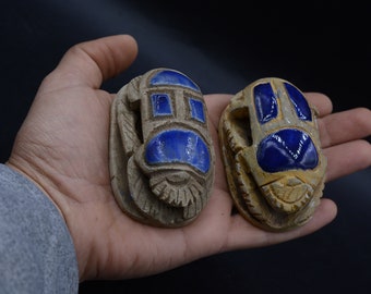 ヴィンテージ　エジプト　アピス神雄牛頭のスカラベ石彫り ヴィンテージ エジプト スカラベ 石彫り アピス 雄牛頭 スカラベ