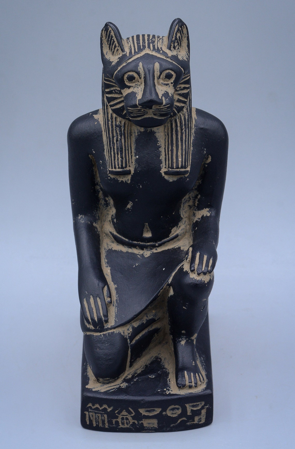 Unique Egyptian Art Statue of Goddess Sekhmet Seated Black Heavy Stone ...