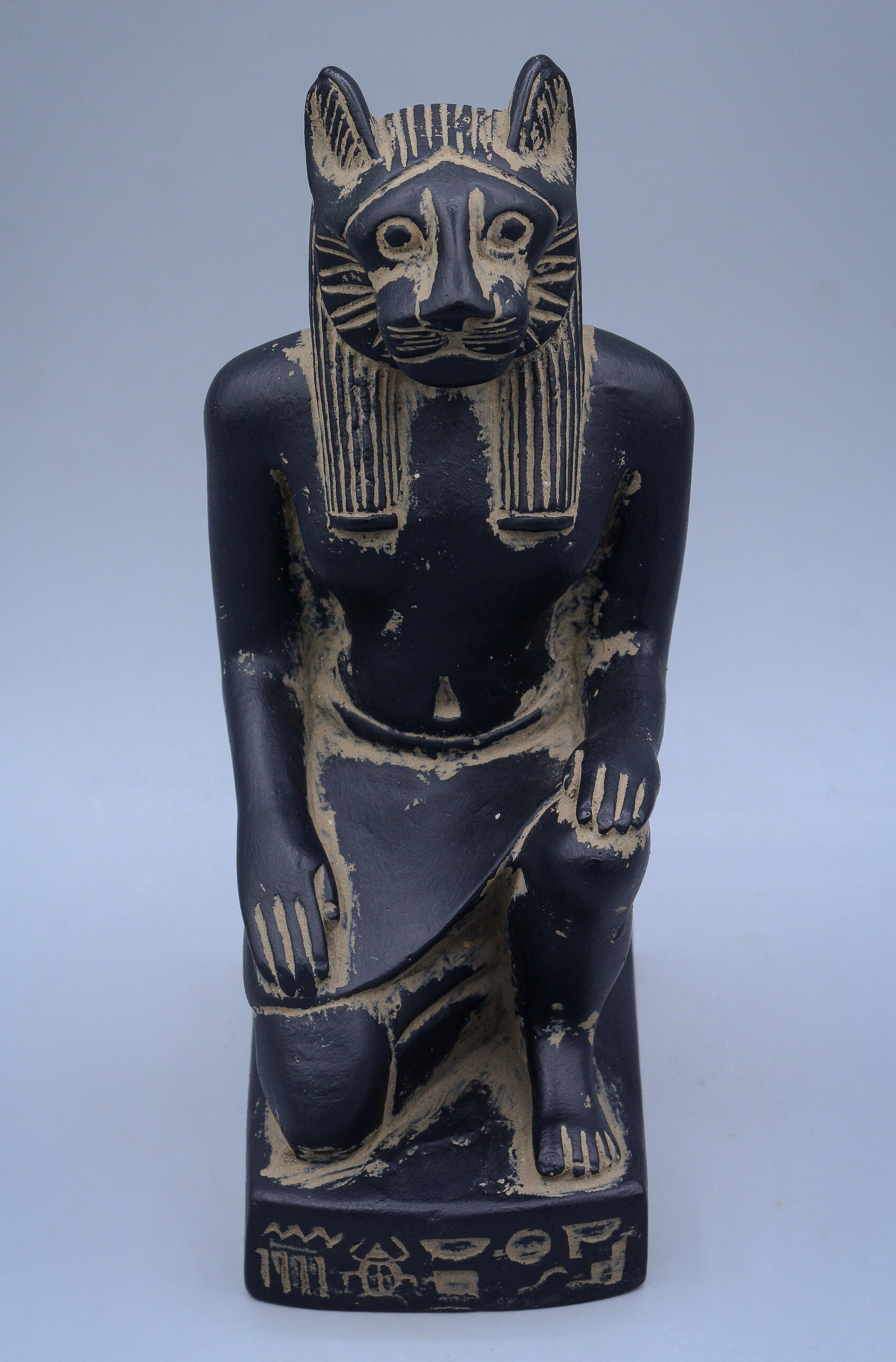 Unique Egyptian Art Statue of Goddess Sekhmet Seated Black Heavy Stone ...