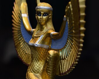 エジプトの女神マアトの翼を開いた大きな像（2スタイル）ゴールド