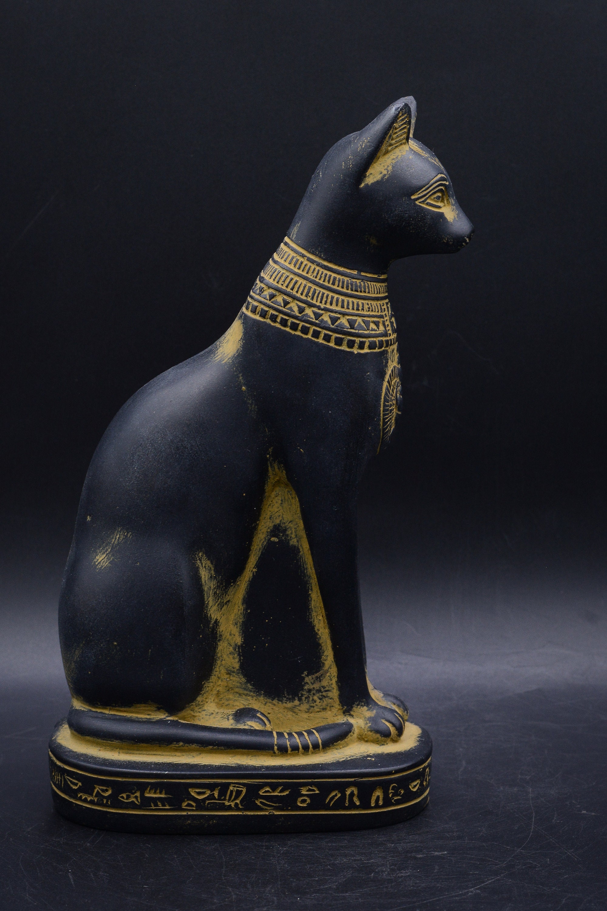 Unique Egyptian Goddess Bastet Cat Statue Black Heavy Stone Etsy