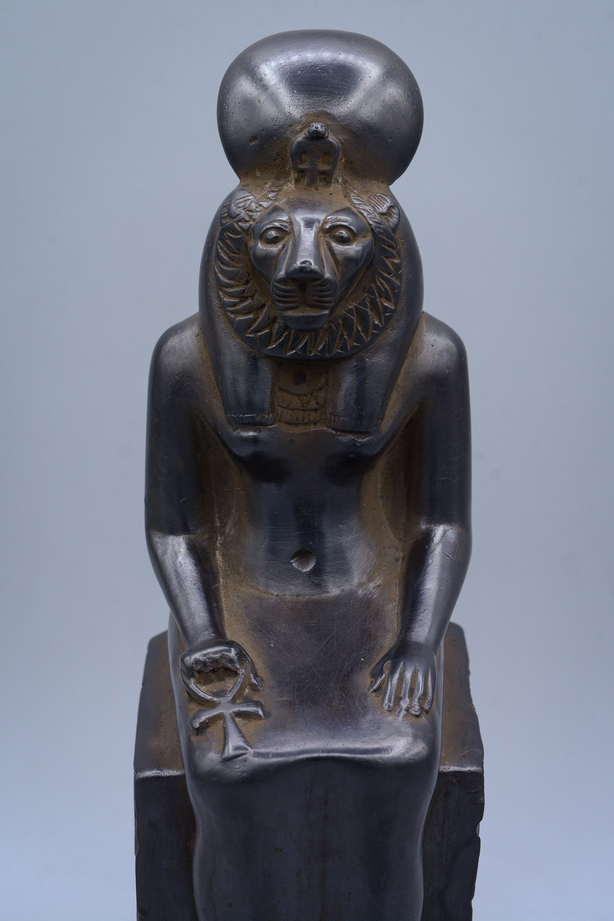 Statue of Egyptian Goddess Sekhmet Seated Heavy Black Solid Stone Made ...