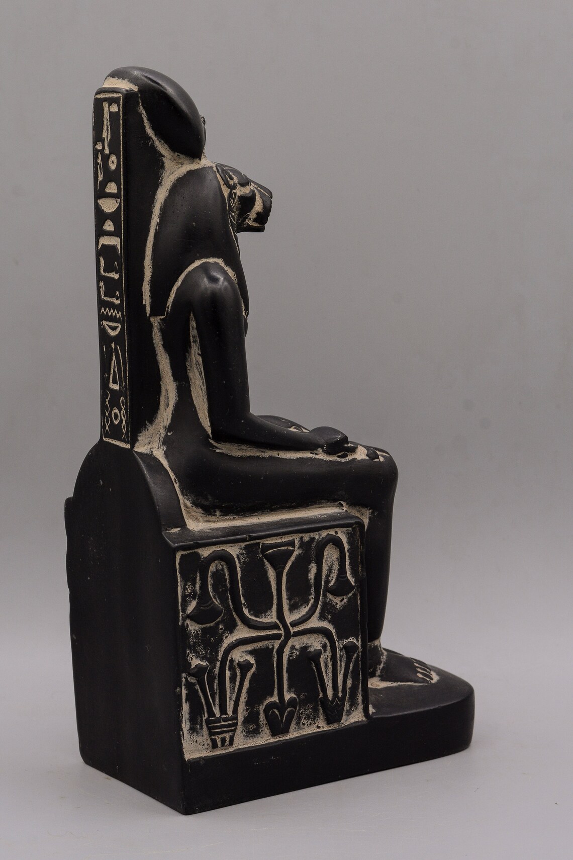 Statue of Egyptian Goddess Sekhmet Sculpture Seated Heavy Stone Black ...