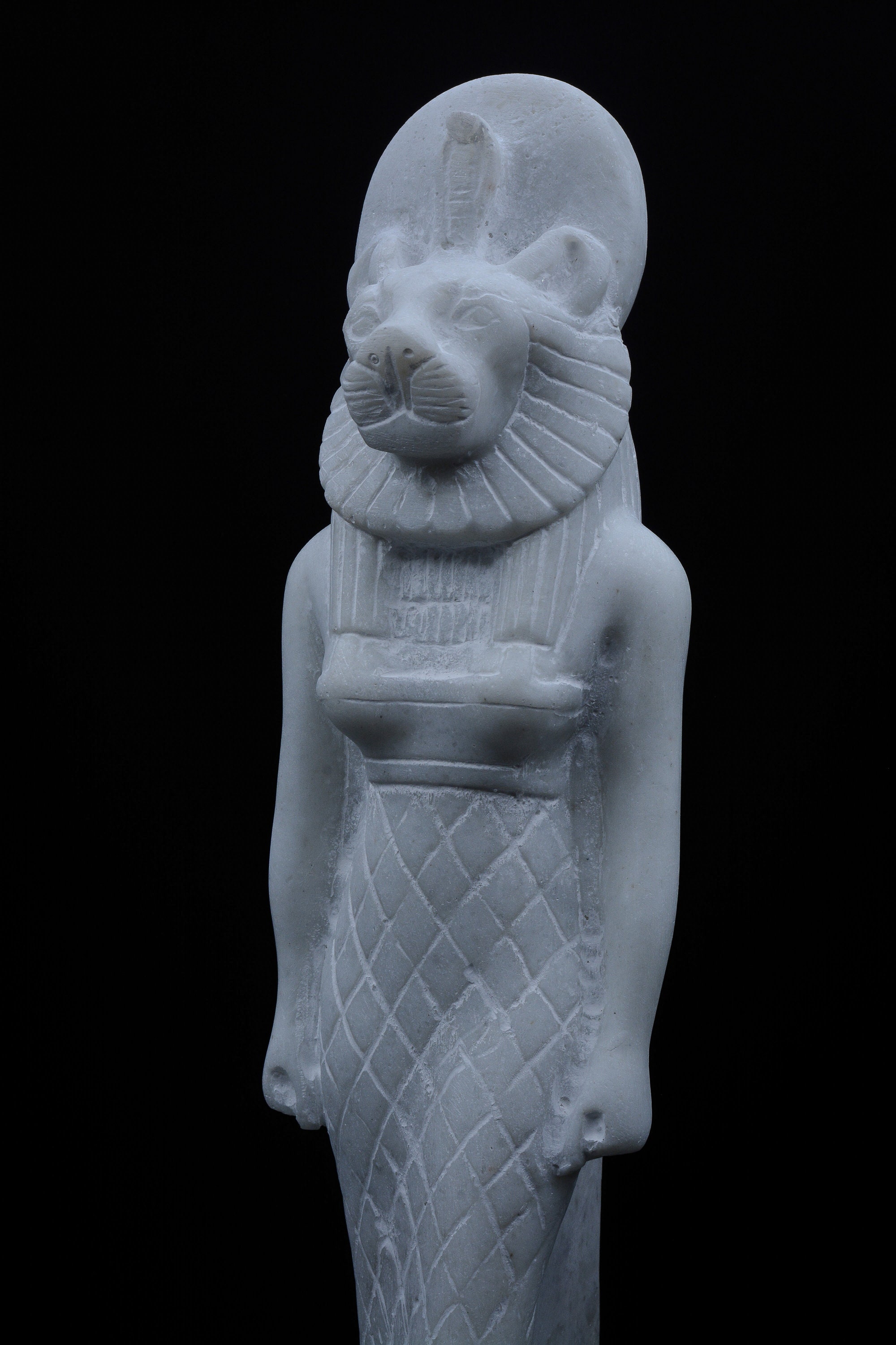 Egyptian Statue of Goddess Sekhmet Marble White Sculpture Stone Heavy ...