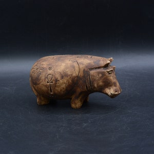 ancient Egyptian Hippo Figurine Stone hippopotamus Amulet Sacred Animal made in egypt