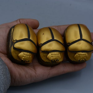 set of 3 Scarab Amulet Beetle gold Egyptian art made in Egypt