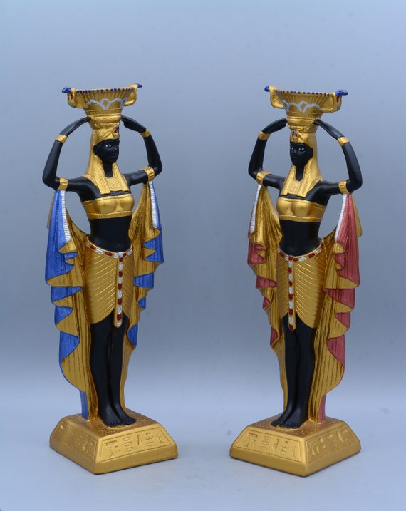 tapa Pertenece componente Estatua de las doncellas egipcias nubias de Cleopatra con - Etsy España