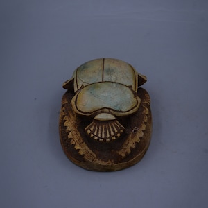 sacred scarab beetle Amulet Sculpture unique carved stone vintage Egyptian art made in Egypt