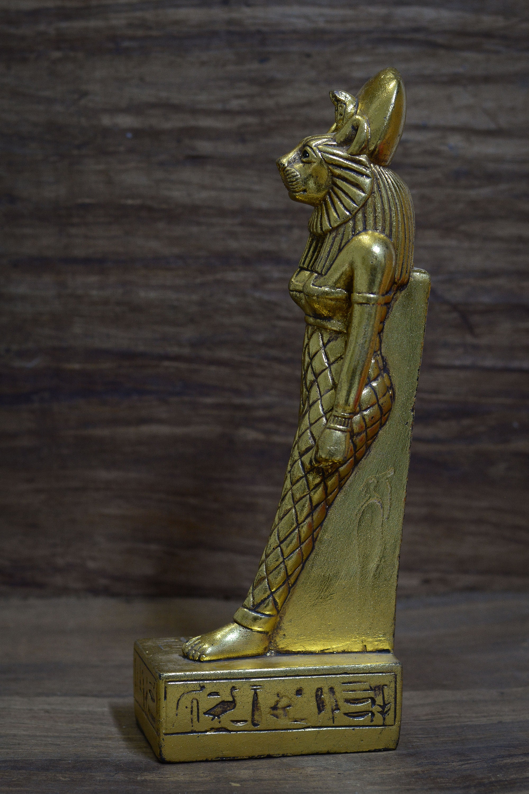 Statue of Sekhmet Warrior Goddess of War Heavy Stone Gold Leaf - Etsy