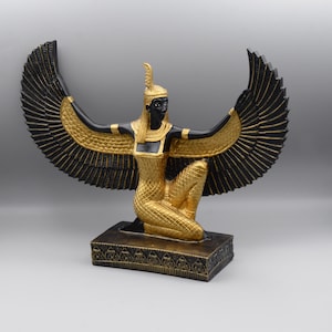 Egyptian Goddess maat Open Wings large Statue (2 style) gold blue / gold black made in egypt