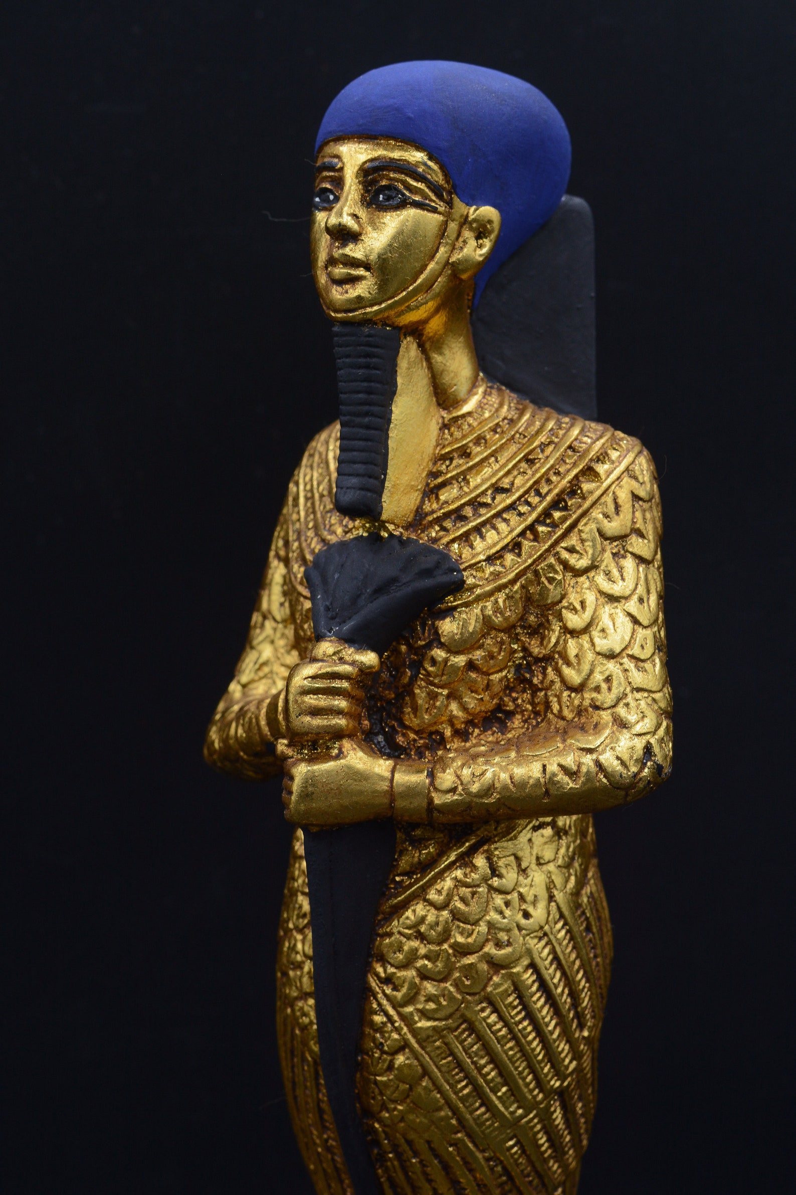 Hand painted Egyptian art statue 2 style God Ptah holding Was | Etsy