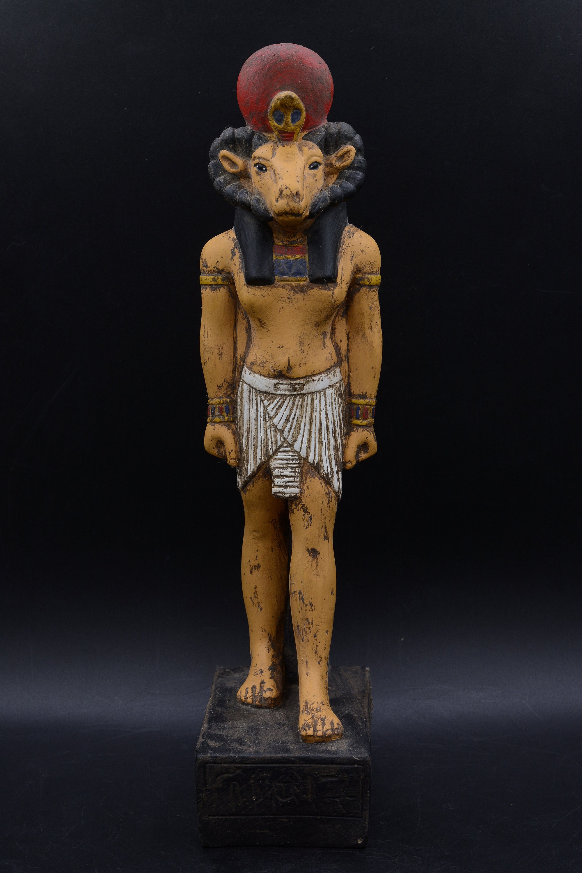 Egyptian Statue Khnum God of Potters Sculpture Painted Heavy Egyptian Statue Khnum God of Potters Sculpture Painted Heavy