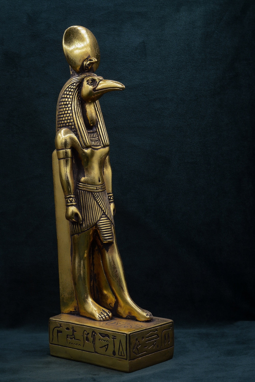 Statue Thoth God of Knowledge and Wisdom Large Gold Leaf Unique Ancient