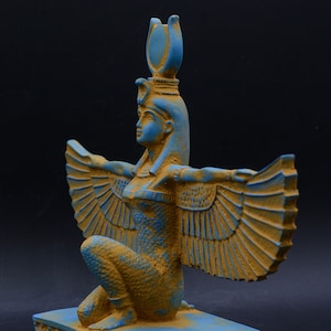 isis statue Wings Goddess Egypt Sculpture Blue Unique (Ancient Look) made in Egypt image 6