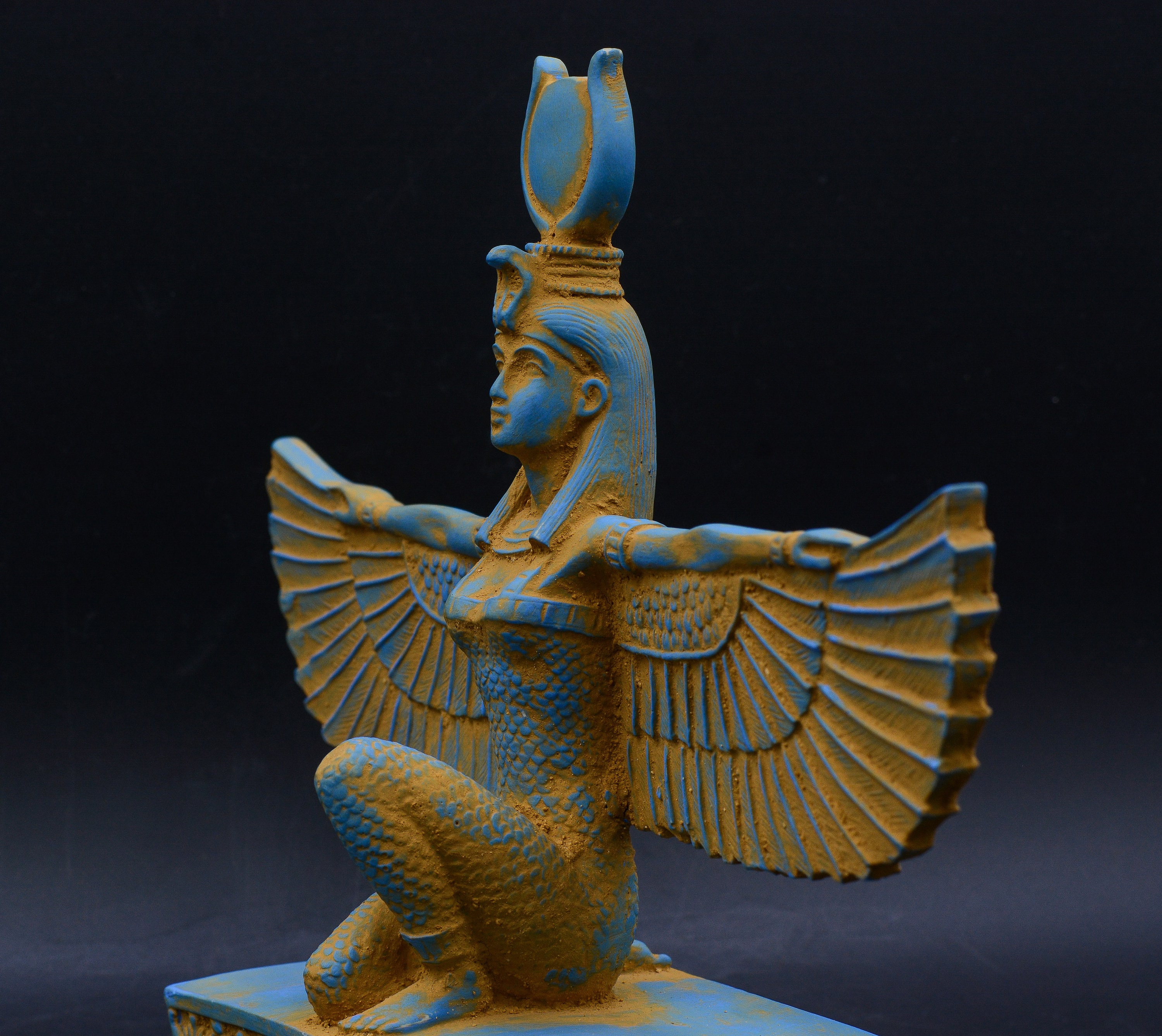 Isis Statue Wings Goddess Egypt Sculpture Blue Unique ancient Etsy UK