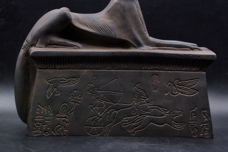 Unique statue of Egyptian god Anubis 2 style Black white heavy stone made in egypt