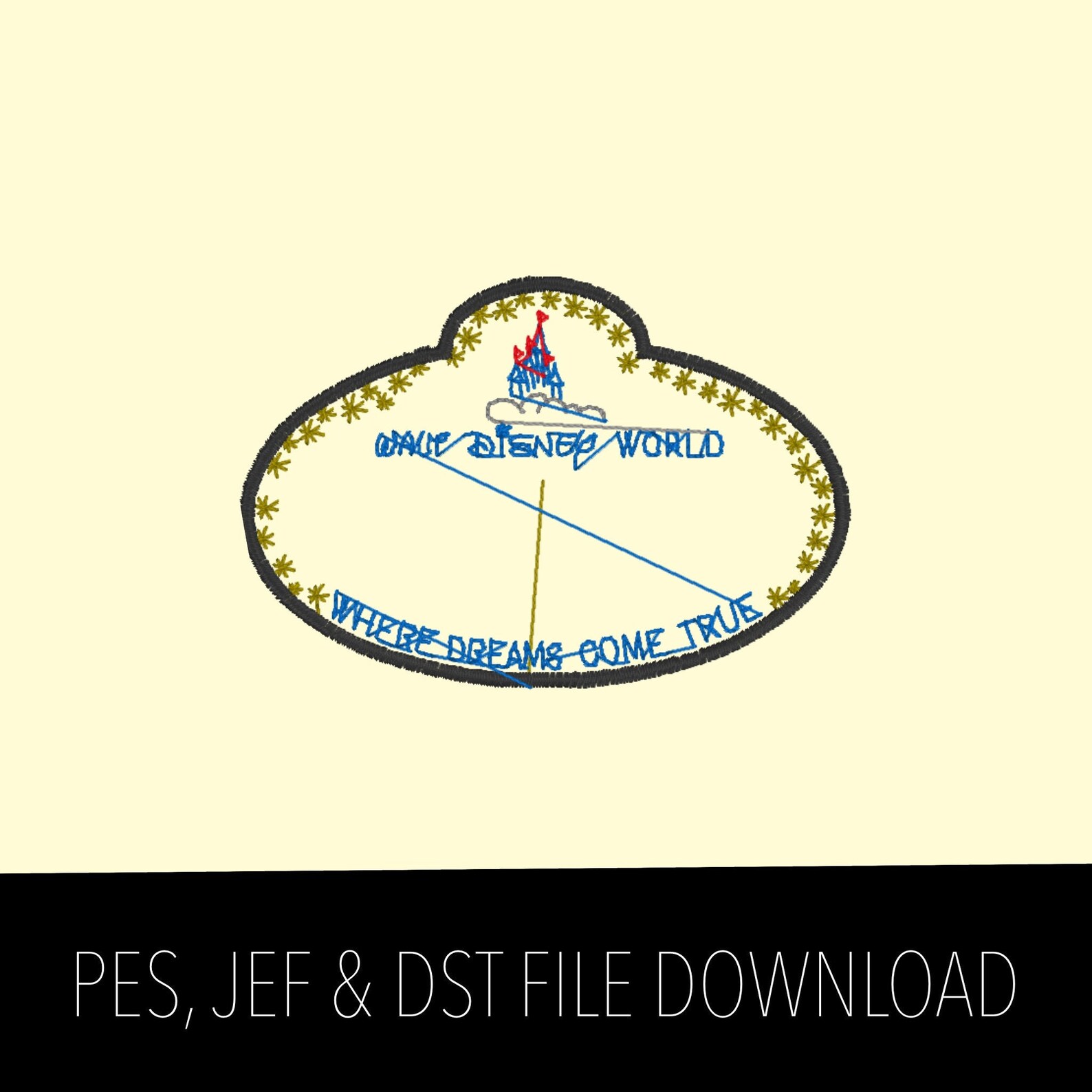 Disney Name Badge Embroidery File Etsy