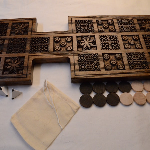Royal Game of "UR" from 2000 BC with Dark Walnut Stain