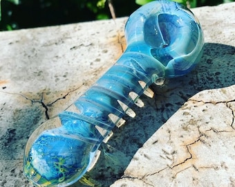 Thick Hand Crafted Blue Swirl Glass PipeGlass BowlSmoking PipeSmoking BowlTobacco PipeTobacco Bowl