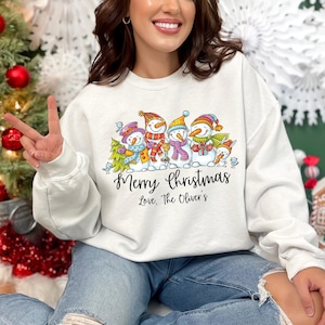 Custom Christmas Snowman Sweatshirt, Christmas Sweater, Snowman Shirt, Family Snowman, Christmas Crewneck, Christmas Shirts for Family